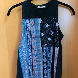 Black tank top with boho pattern